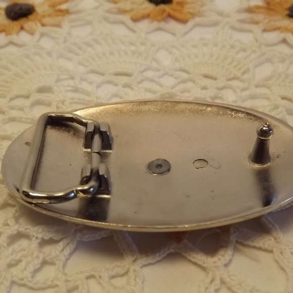 Western Brass & Silver-Tone Bull Rider Belt Buckle - Picture 3 of 5